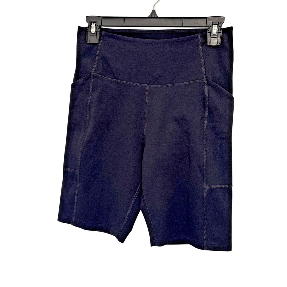 Girlfriend Collective Black High Rise Bike Shorts Large 8 Inch Inseam Pockets